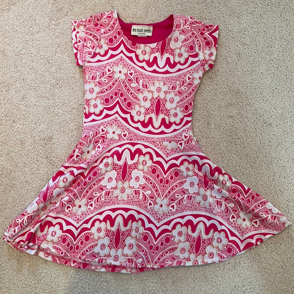 Les tout petits pink floral skater dress